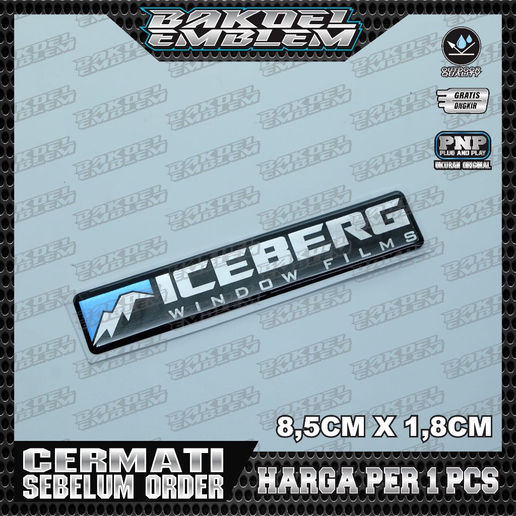 EMBLEM KACA FILM ICEBERG, EMBLEM TIMBUL KACA FILM ICEBERG, ICEBERG