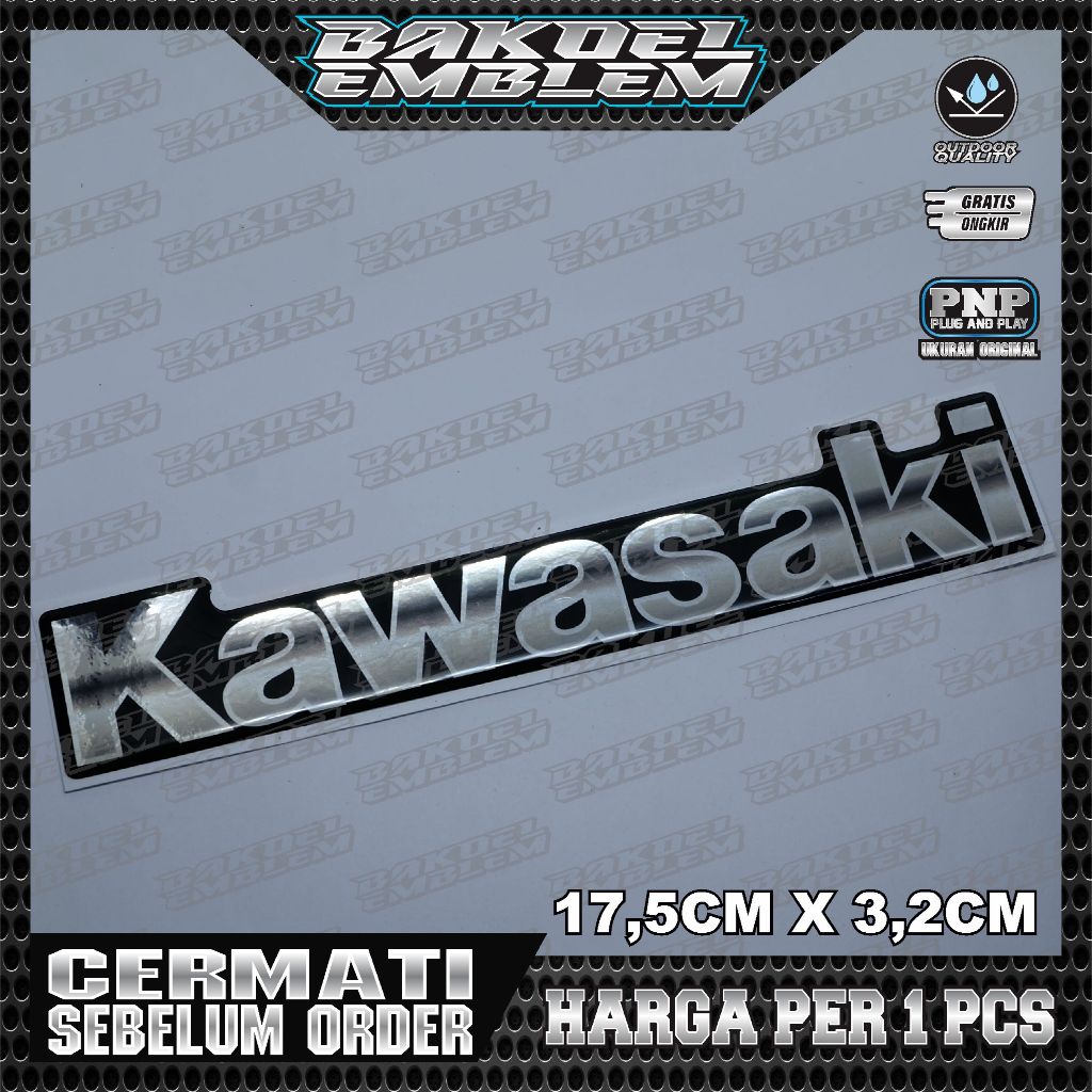 Emblem timbul kawasaki / emblem logo kawasaki / emblem kawasaki silver