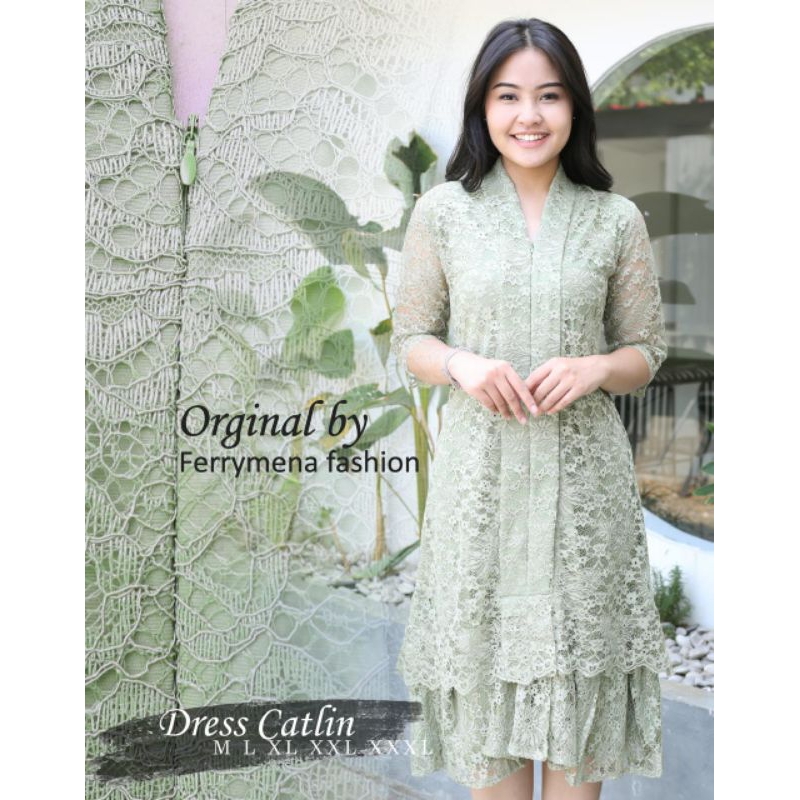 Dress Brokat Kartini | Dress Jumbo Ld 130 cm | Dress Natal Mewah | Dress Pesta Modern | Dress Non Hi