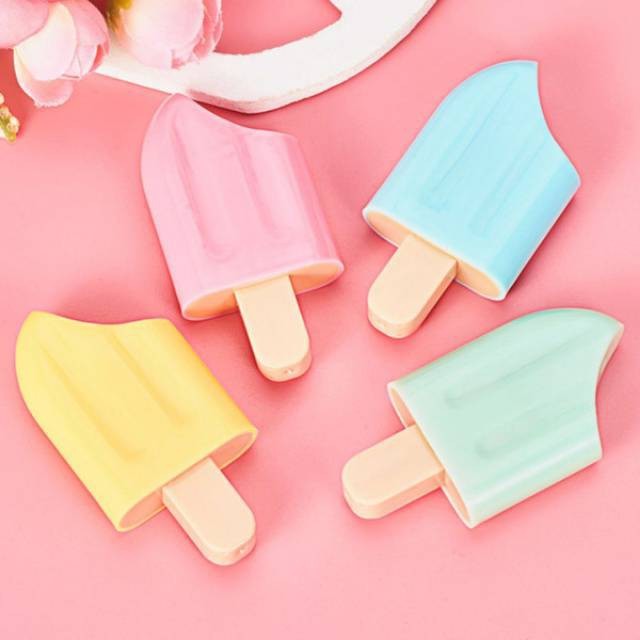 

1 SET ISI 4 MARKER / HIGHLIGHTER / STABILO BENTUK ICE CREAM ES KRIM SCOOP MINISO GROSIR READY COD LUCU