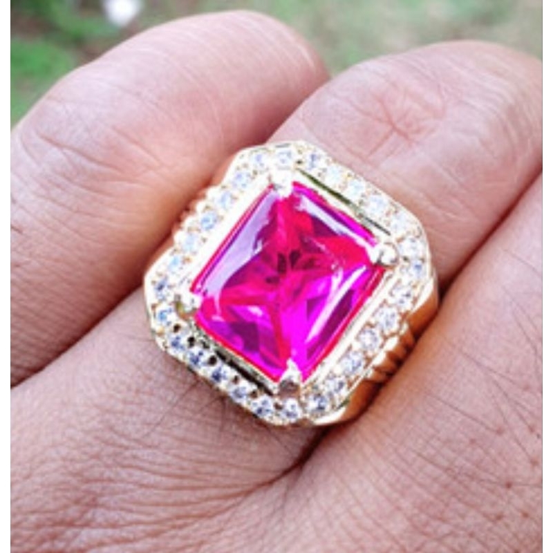 batu permata natural merah siam kotak