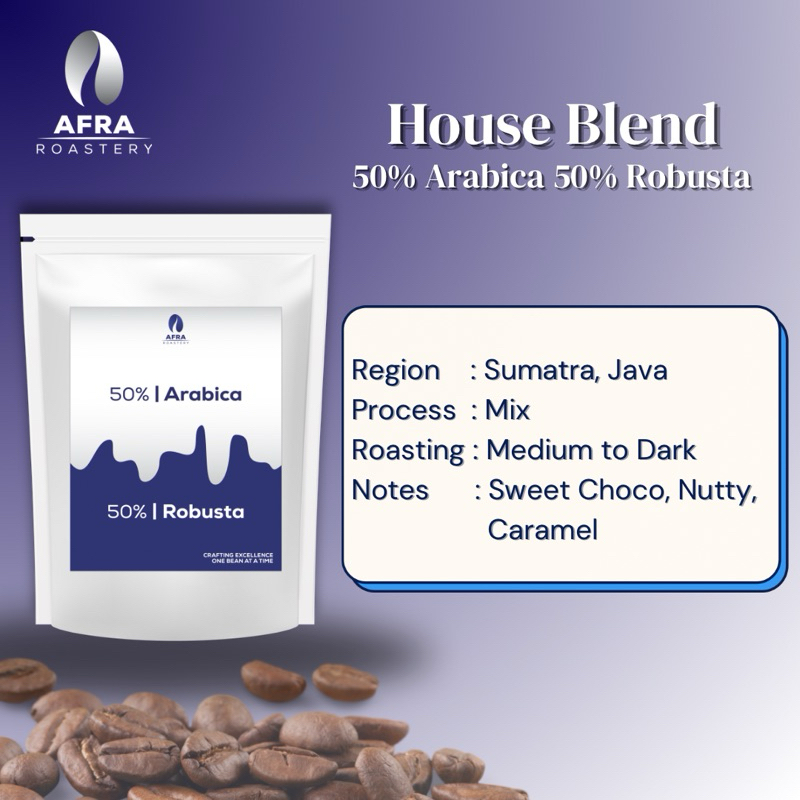 

1Kg Biji Kopi House Blend Espresso 50%Robusta 50%Arabica