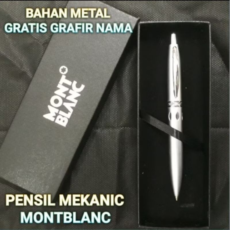 

Pensil Mekanik Mont Blanc Metal Free Grafir Nama/Logo + Box Exclusive