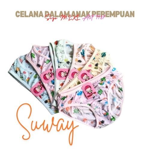 Celana Dalam Anak Perempuan Isi 6 Helai Warna Muda Motif Sablon Art 1187 - Cd Anak Tanggung Cewek
