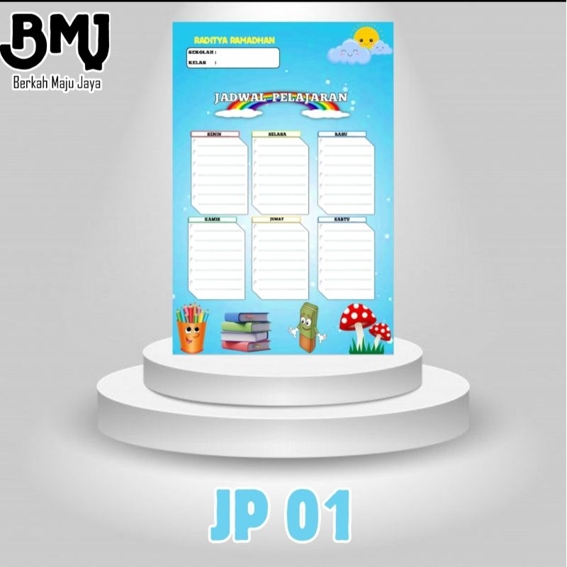 

Poster Jadwal Mata Pelajaran Custom Nama, Kelas dan Foto