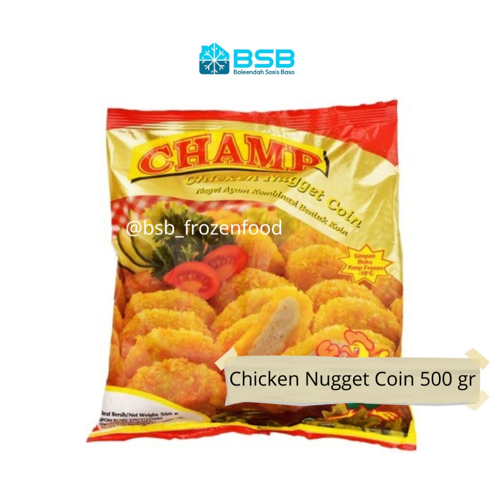 

CHAMP Chicken Nugget Coin / Oval / Stick 500gr / Naget Ayam Berbagai Bentuk Koin Oval 200 gr 500 gr