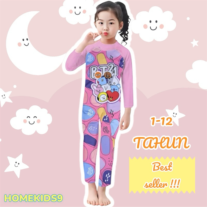 HOMEKIDS9 baju renang anak lengan panjang perempuan muslim 1-12 tahun bt21