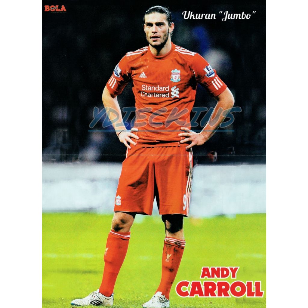 Poster Bola Soccer bolak balik Andy Carroll & Dirk Kuyt - Liverpool - JUMBO