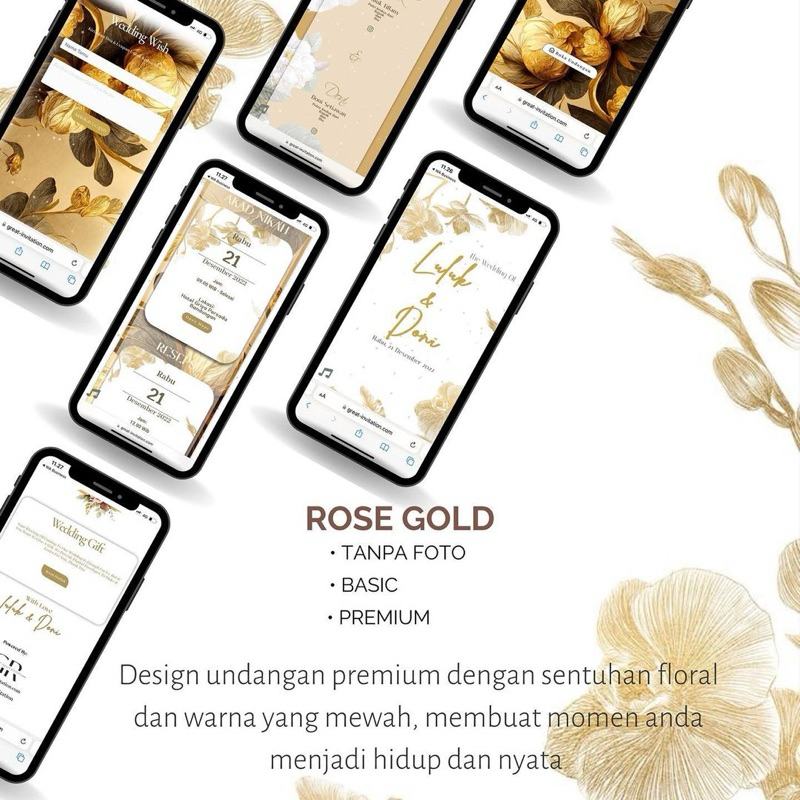 Undangan Pernikahan website tanpa foto desain premium elegant simple dan mewah termurah masa aktif p