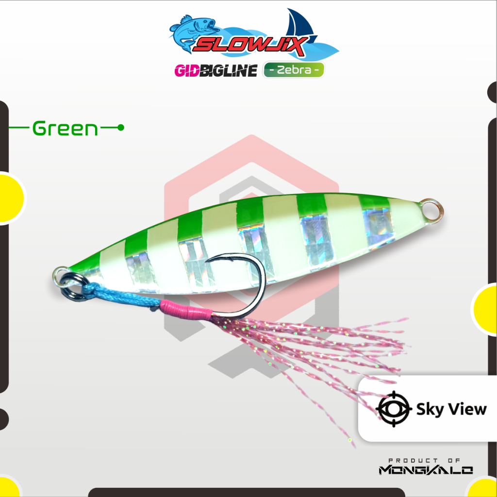 Mongkalo Slowjix Garis-Besar GID-Zebra noMotif Fluorescent 30 Hijau