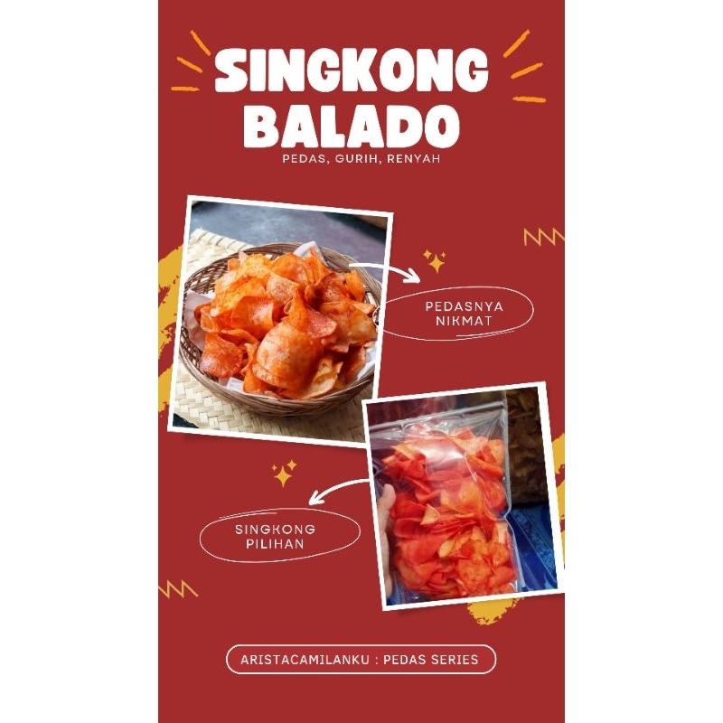 

KERIPIK SINGKONG BALADO KEMASAN MINI||100 GRAM || 250 GRAM