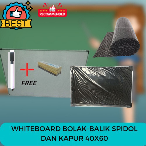 

PAPAN TULIS/WHITE BOARD DENGAN DUA SISI SPIDOL DAN KAPUR UKURAN 40X60 FREE SPIDOL DAN PENGHAPUS DENGAN BUBBLE