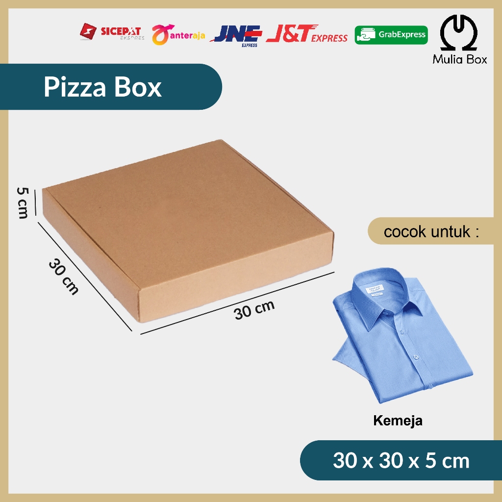 

Kardus Packing Pizza Box 30 x 30 x 5 cm Corrugated Die Cut Karton Sedang Hampers Hadiah Bingkisan