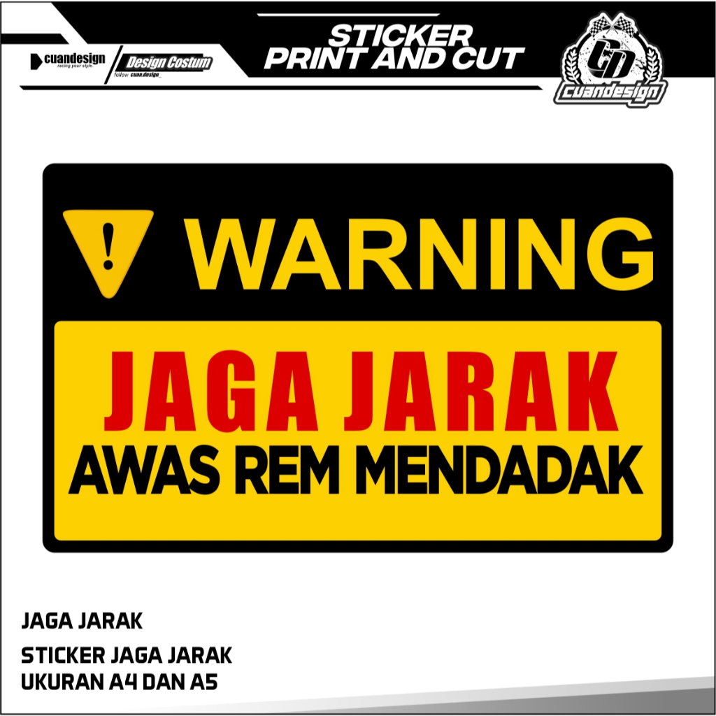 

STIKER JAGA JARAK AWAS REM MENDADAK | BAHAN VINYL + LAMINASI GLOSSY