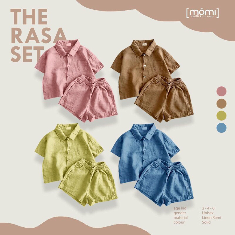 Setelan Anak Unisex The Rasa Set bahan katun linen rami