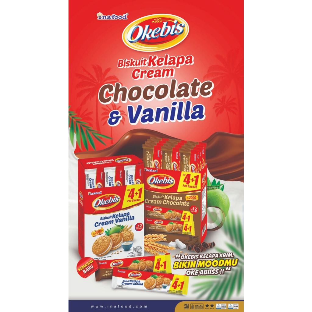 

Okebis Biskuit Kelapa Cream Isi 12 Sachet 42.5 Gr ( Coklat Dan Vanilla )