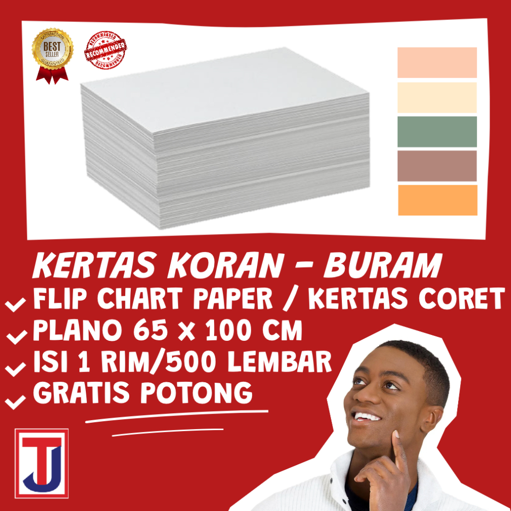 

Kertas Koran / Buram / Coret Coretan / Flip Chart Paper 65x100 cm Plano / F4/ A4/ A5/ Quarto (1RIM=500 LEMBAR)