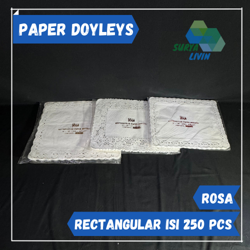 Paper Doilies Rectangular ROSA isi 250 lembar / Kertas Alas Kue Persegi Panjang / Doyleys Kue