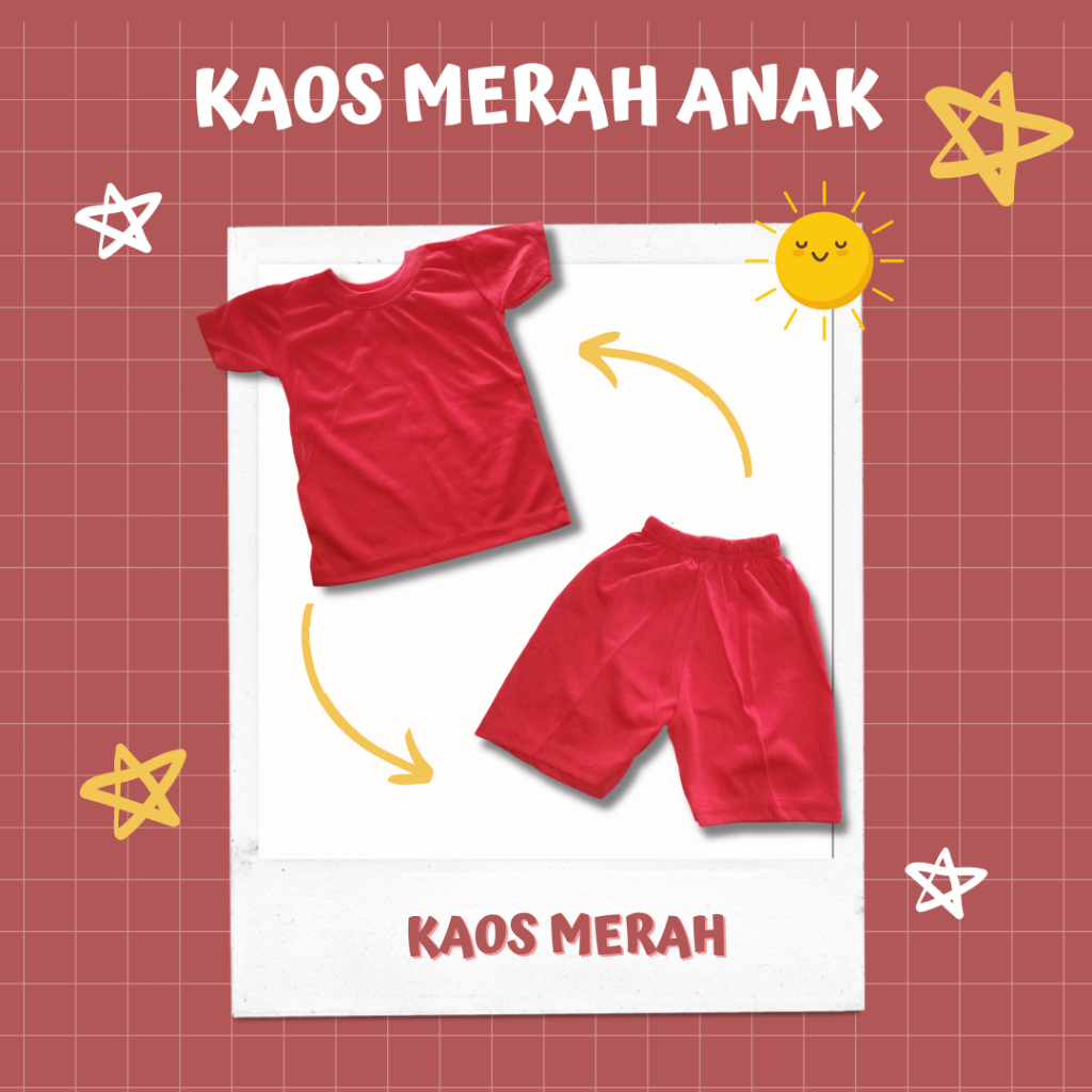 SETELAN KAOS MERAH ANAK | MERAH POLOS