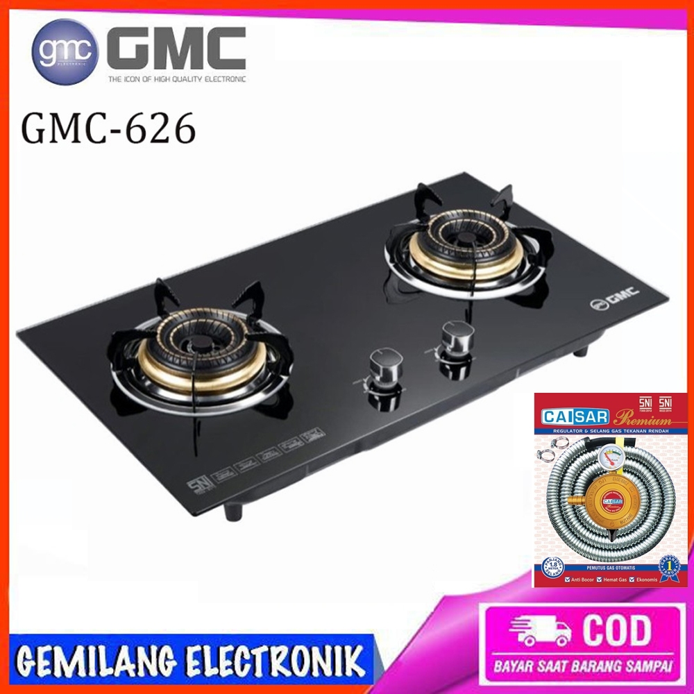 GMC Kompor Gas Kaca GMC 626 Tempered Glass 2 Tungku