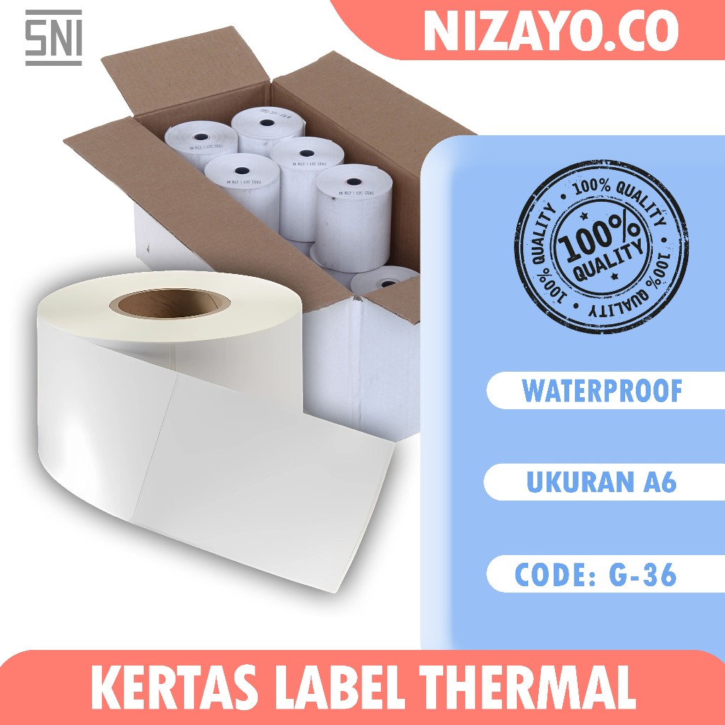 

Kertas Label Thermal 100x150 mm isi 500 Pcs/ Label thermal barcode Roll A6 NZR