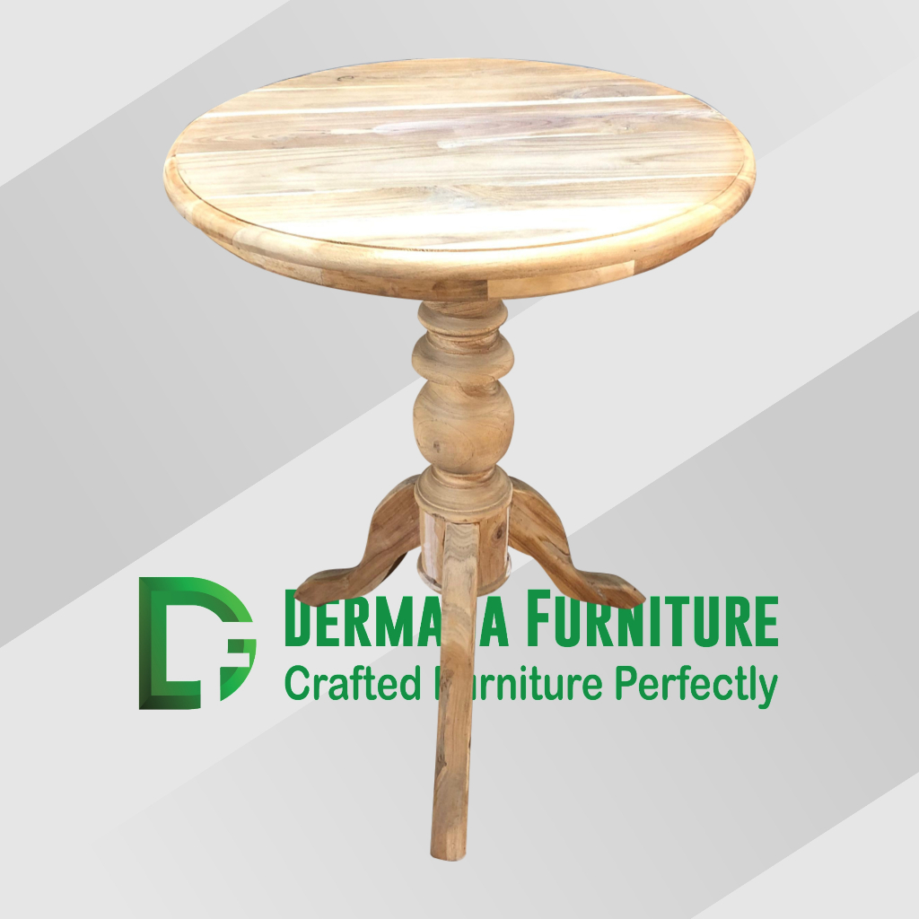 MEJA TERAS KAKI 3 PENDEK KAYU JATI