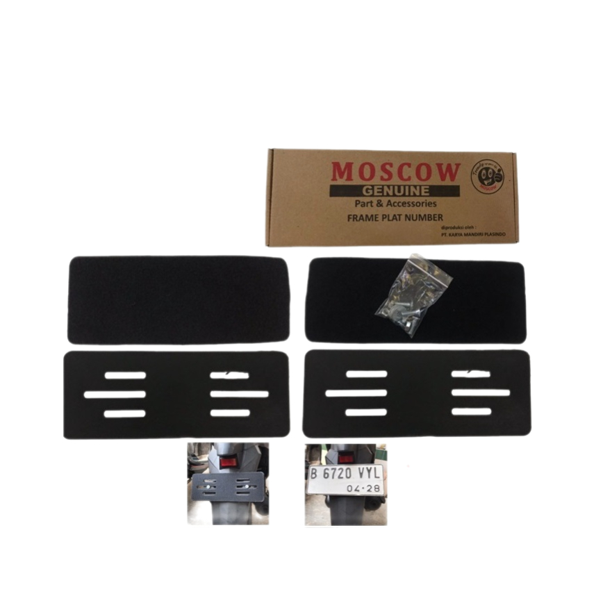 CALISTAYEE FRAMELESS PLAT MOTOR PLATE MOTOR UNIVERSAL MOSCOW PAPAN PLAT NO TEMPEL TANPA BINGKAI 2PCS
