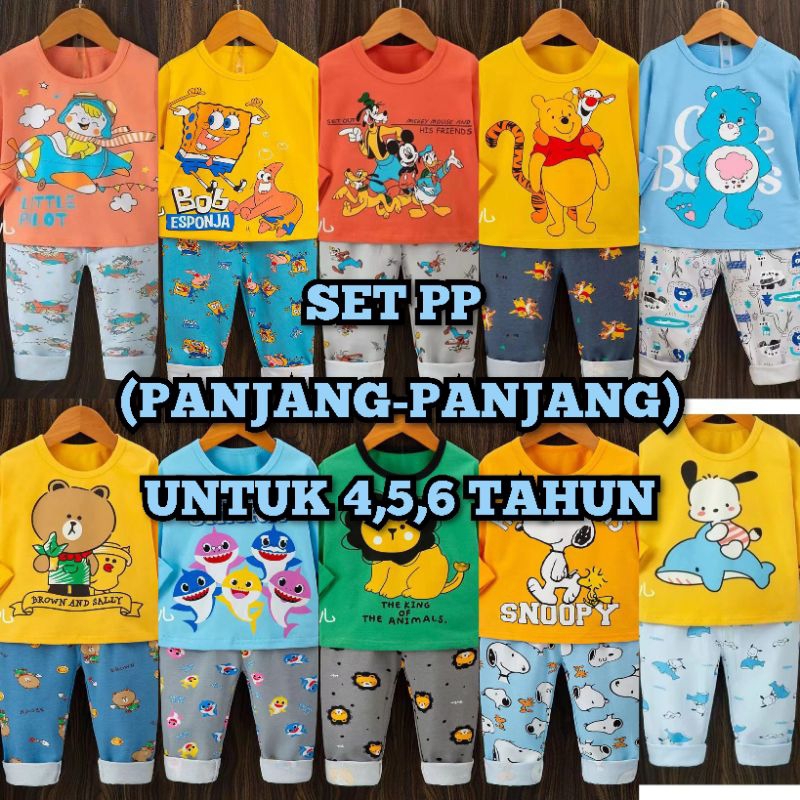 SETELAN BAJU ANAK HARIAN/TIDUR UMPORT ORGANIK (PANJANG2) UNTUK 4,5,6 TAHUN MOTIF COWOK