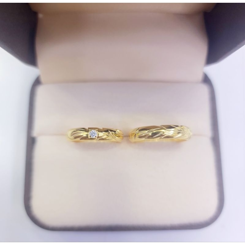 Cincin Pernikahan Lamaran Emas 18k/75%/Berlian/Emas 18k/75% Wedding Ring Free Box Cincin & Free Ukir