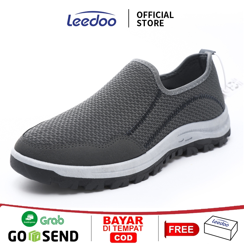 Leedoo Slip On Pria Sepatu Sneakers Pria Casual Running Shoes Sepatu Dewasa Shoes  Natural MC603