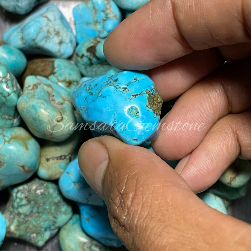 bahan batu akik pirus / lempengan bahan batu akik / bongkahan batu akik natural