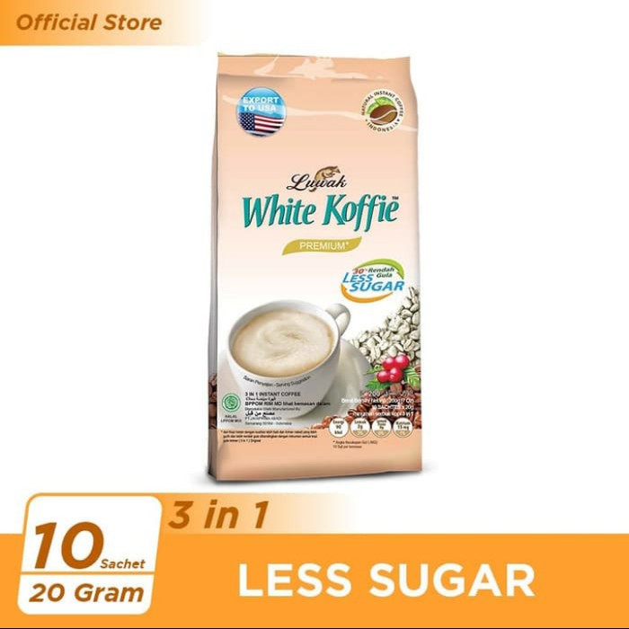 

luwak white koffiee less sugar premium 10x20gr