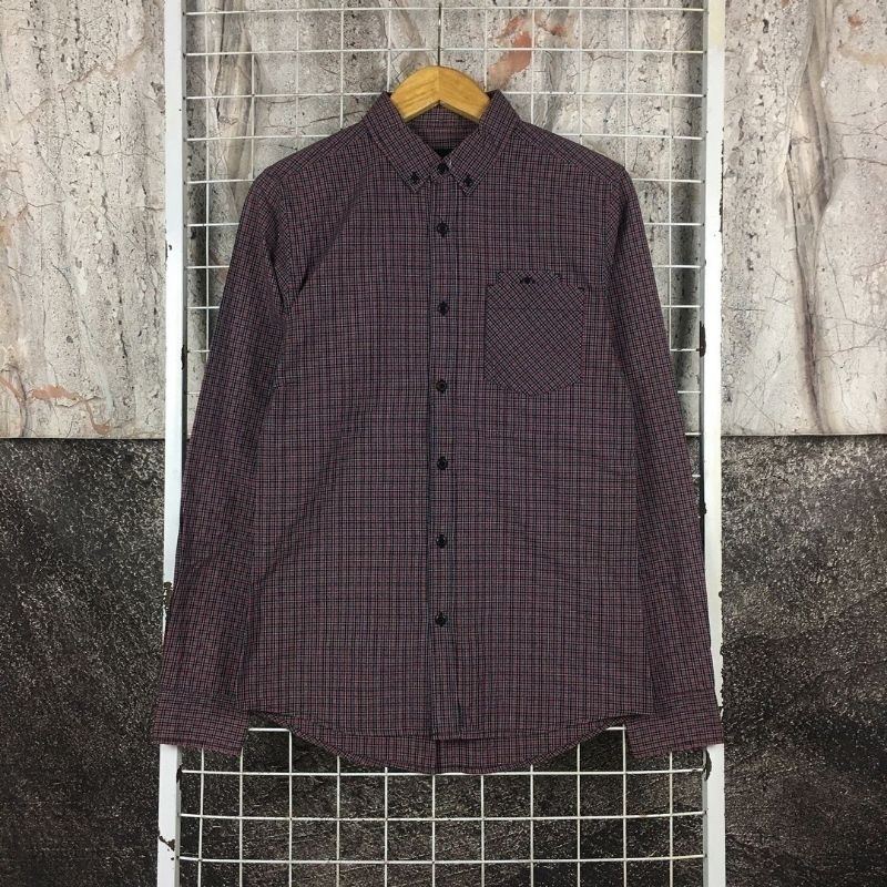 Kemeja Lengan Panjang Pria Motif Kotak Original Topman Size M . SDA 05493 Second Bekas Preloved