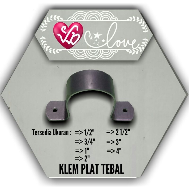 Klem Pipa 3" Plat Galvanis Tebal + 2 bj Paku Beton Galvanis 2"