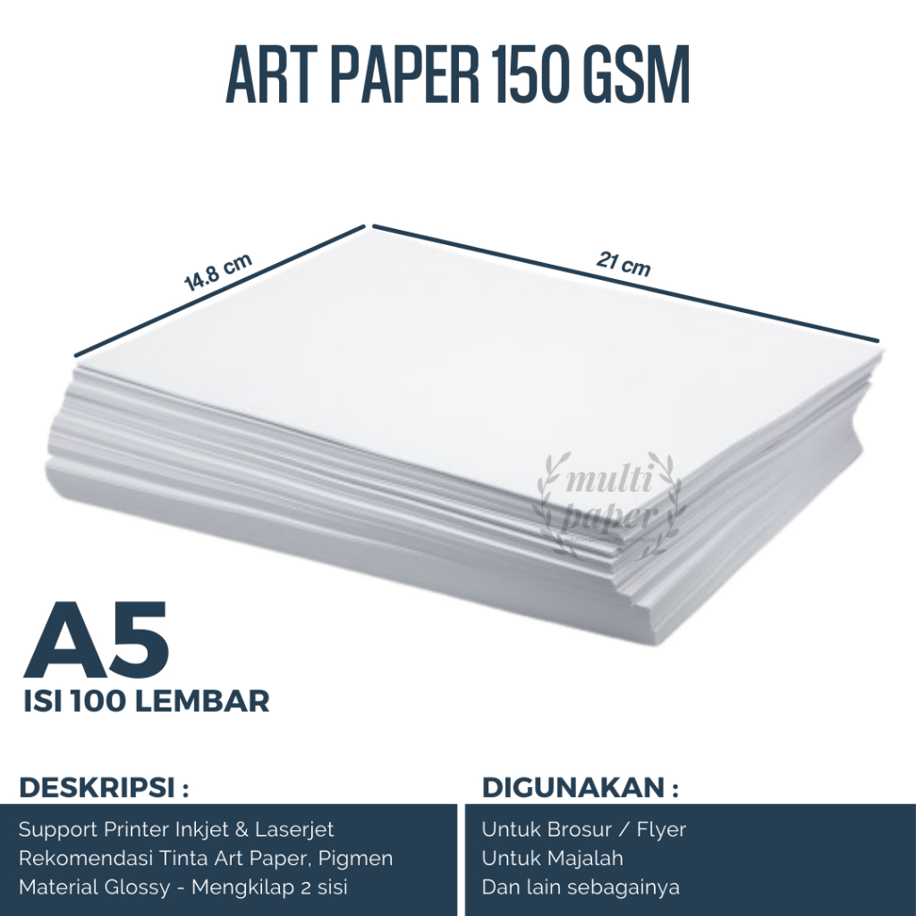 

Kertas Art Paper 150 Gsm A5 isi 100 lembar / Kertas Brosur A5