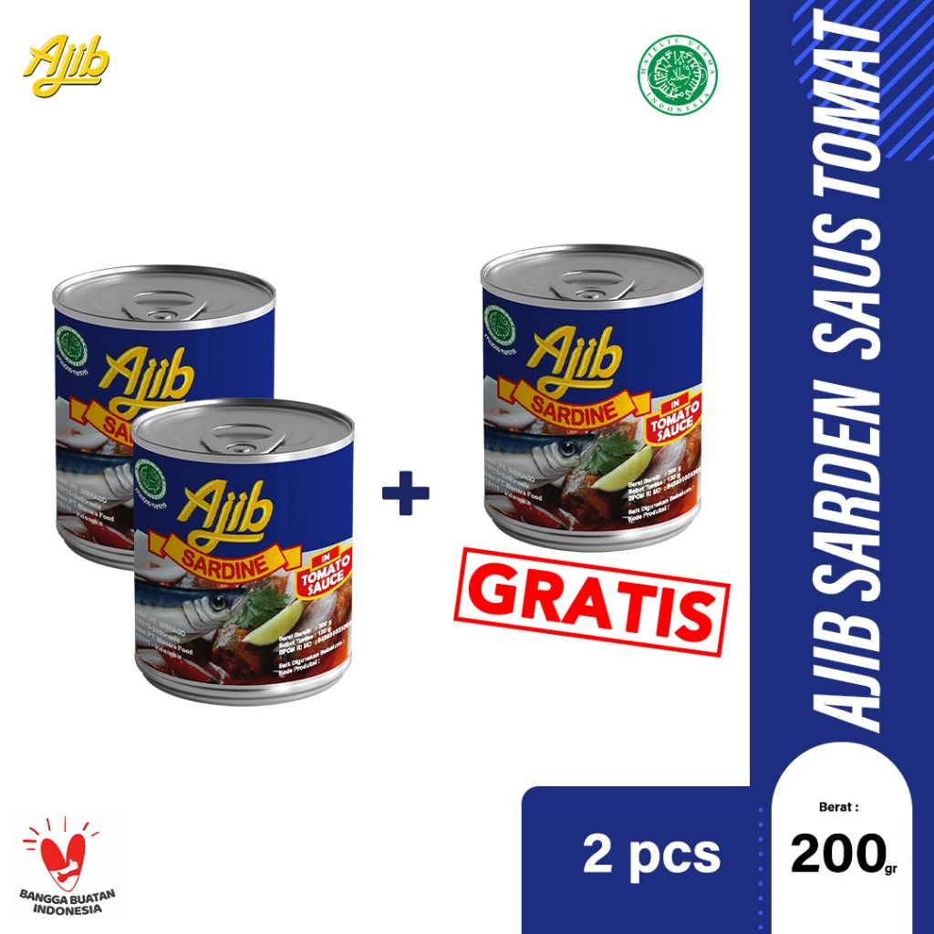 

Ajib Sarden Saus Tomat 200gr - BUY 2 GET 1 FREE