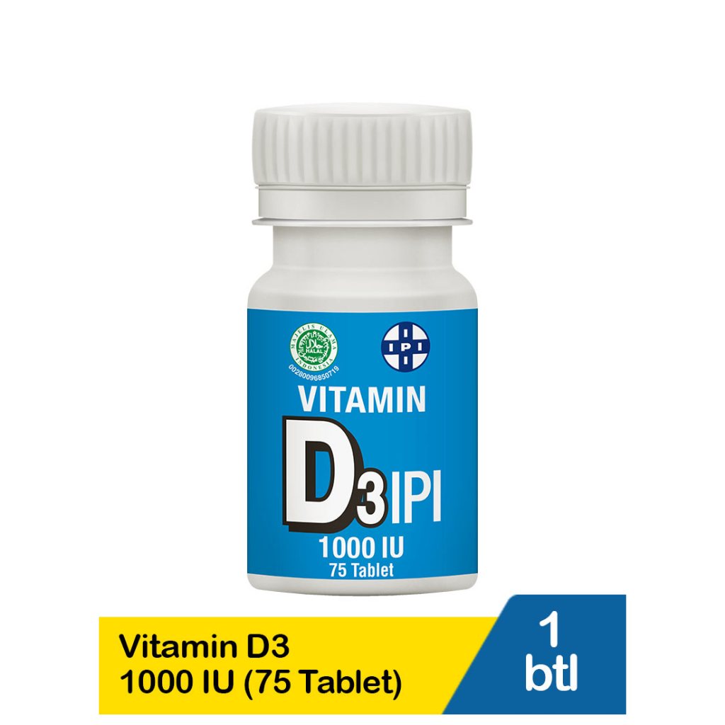 VITAMIN D3 IPI BOTOL 75 TABLET READY HALAL Vitamin D3 1000 IU Paling Murah Asli Ori Baik, SFF SUPRA