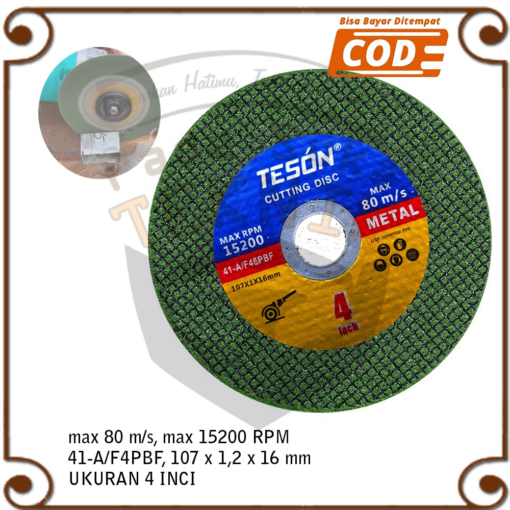 TESON Mata gerinda gergaji pemotong batu potong besi stainless logam metal cutting  disc 4"