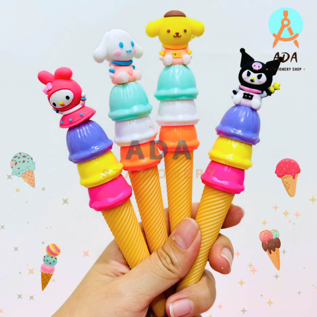 

GEL PEN ICE CREAM SUSUN SNRIO / KRD-1121 / PULPEN GEL/ BOLPEN GEL SNRIO/ PEN LUCU