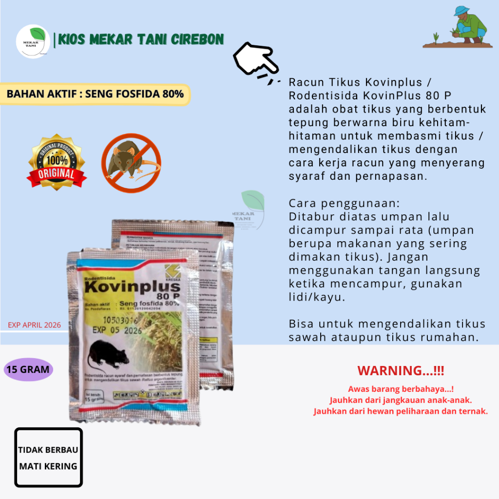 KOVINPLUS 80 P (Racun Tikus) ORIGINAL PRODUK