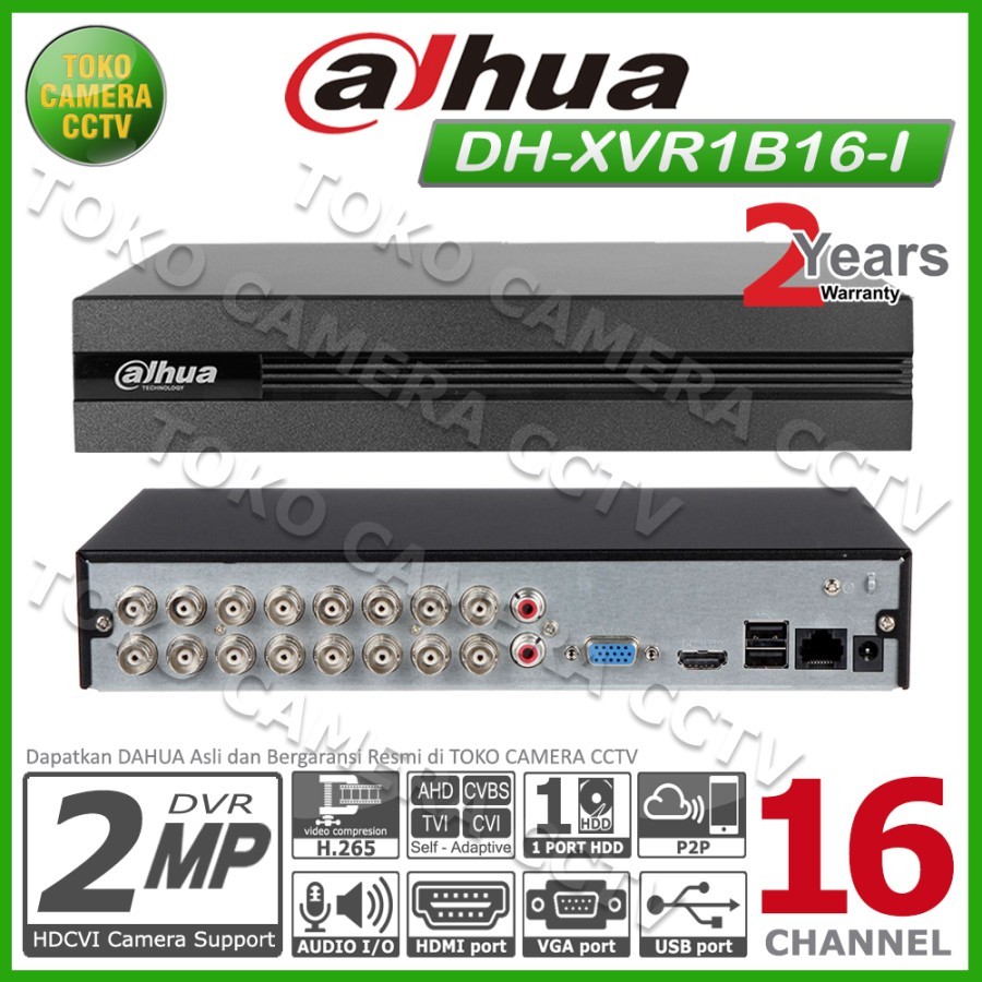 DVR DAHUA 16 CHANNEL XVR1B16i 2MP DVR 16CH DAHUA XVR 1B16 i