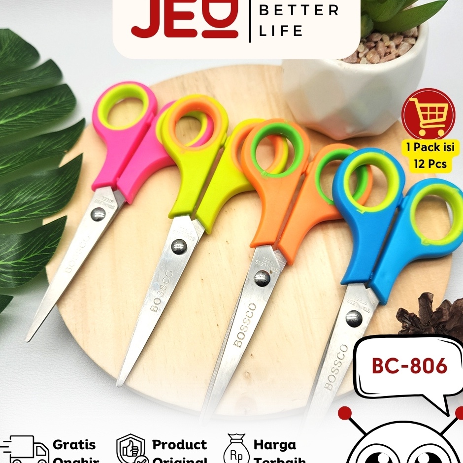 

1 Lembar12 Pcs Gunting Scissors BOSSCO BC86 KODE G7B6