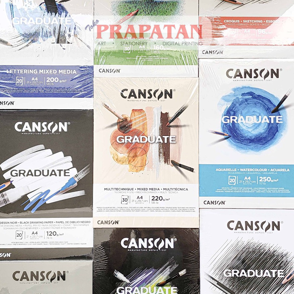 

GRADUATE Canson Drawing Pad A4 Mix Media Watercolor Sketch Acrylic KODE W7N9