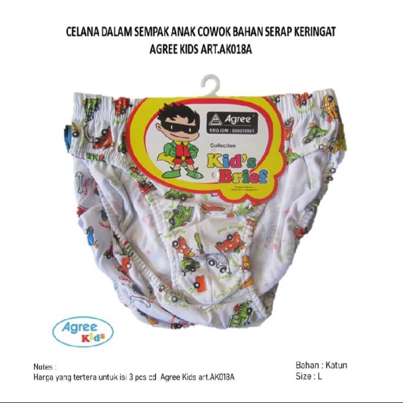 3 PCS CELANA DALAM ANAK COWO - CD AGREE JEPIT WARNA DASAR PUTIH