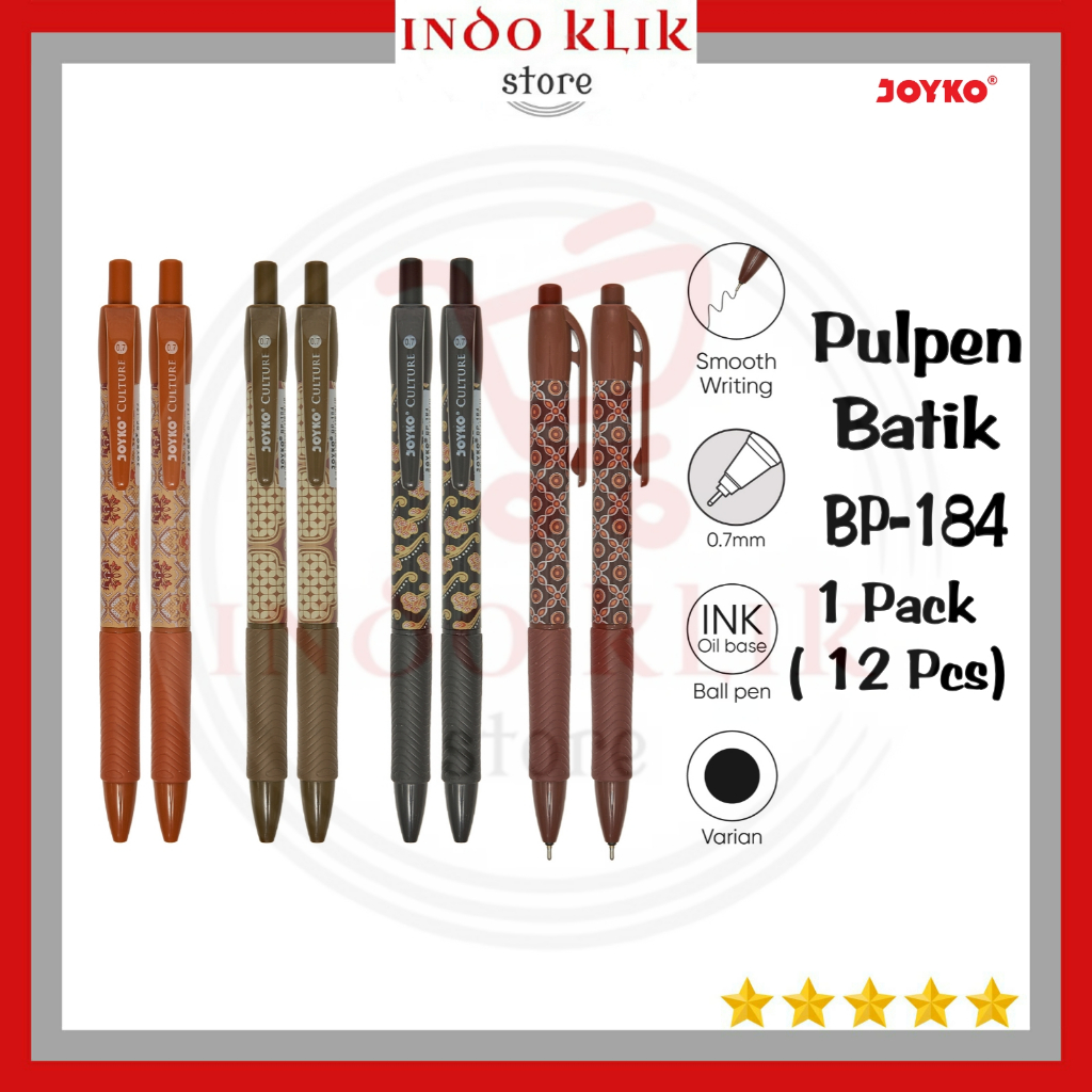 

Pulpen Joyko BP 184 Culture Batik / Ballpoint BP-184 / Pen Tiktak Cetek Hitam