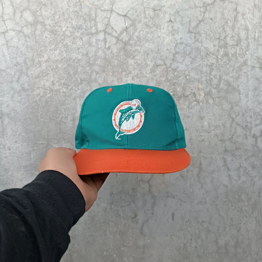 Topi Snapback Vintage Unisex Pria Wanita Miami Dolphins NHL Hockey LOGO 7 Original