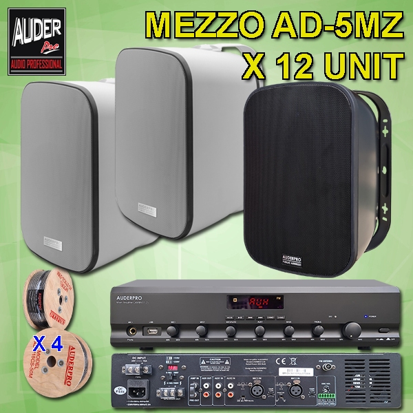 SOUND SYSTEM CAFE PAKET AUDIO MEZZO B PAKAI 12 UNIT WALL MOUNT SPEAKER 20 WATT WATERPROOF ORIGINAL K