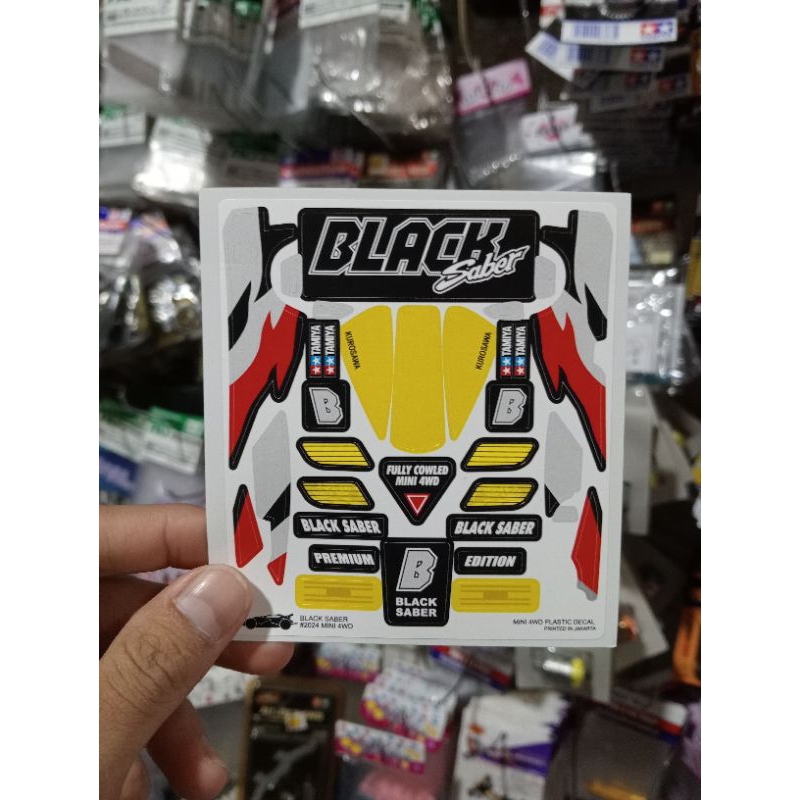 DECAL MINI 4WD BLACK SABER / STICKER TAMIYA BLACK SABER