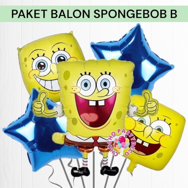 Paket Balon SPONGEBOB SQUAREPANTS B / Dekorasi Ulang Tahun Spongebob / Balon Foil Spongebob
