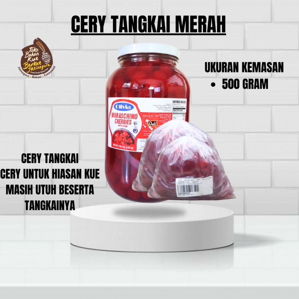 

TOPPING CAKE CERY TANGKAI MERAH / CERY HIASAN KUE / CERY MERAH REPACK 500 GR